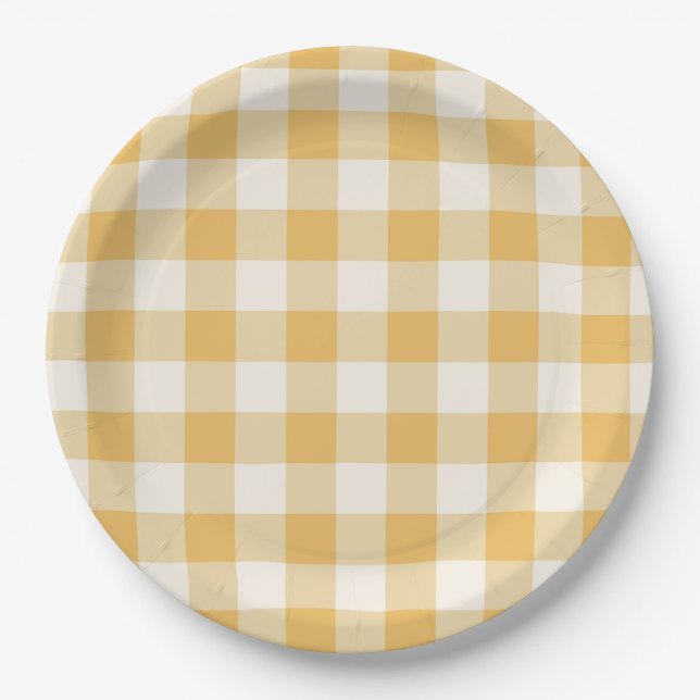 Prato De Papel Gingham Plaid Plates (Frente)