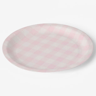 Prato De Papel Gingham Rosa 2