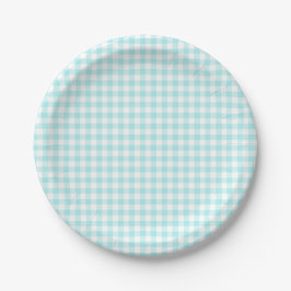 Prato De Papel Gingham Turquesa Pálido Personalizado