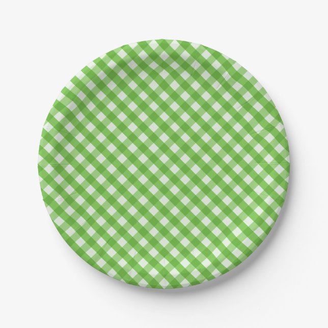Prato De Papel Gingham Verde (Frente)