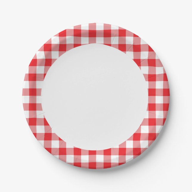 Prato De Papel Gingham Vermelho (Frente)