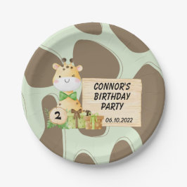 Prato De Papel Girafa Bonita Para Bebês