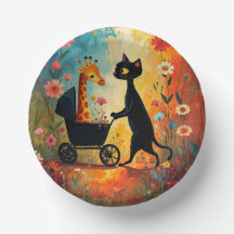 Girafa de Gato Fofo Tigela de Papel