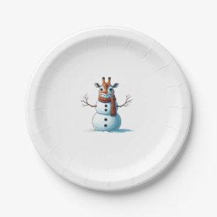 Prato De Papel Girafa Engraçada Snowman Scarf Mulheres de Natal M