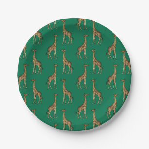 Prato De Papel Giraffe Mammalian Emerald Green Wild Africa