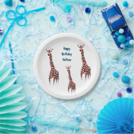 Prato De Papel Giraffe Wildlife Art Birthday