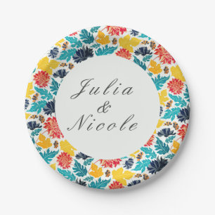 Prato De Papel Girassóis Aquarela Azul Amarelo Natural Casamento