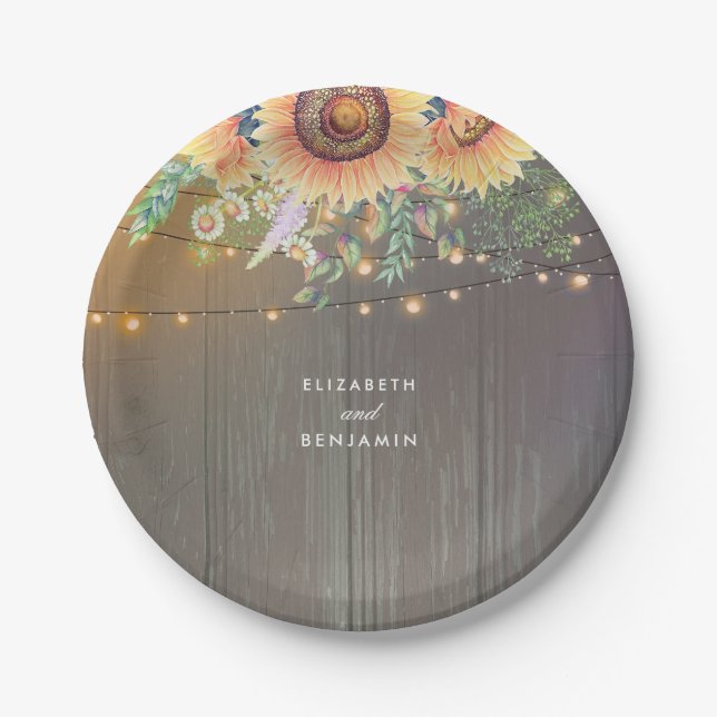 Prato De Papel Girassóis e Cordas Luzes Russas (Frente)