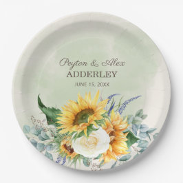 Prato De Papel Girassóis Eucalyptus deixa Recepção de casamento