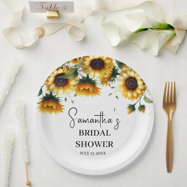 Prato De Papel Girassóis Flores Amarelas Chá de panela Russo (Casamento)