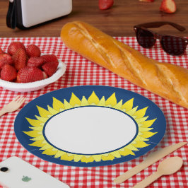 Prato de Papel Girassol Azul Escuro