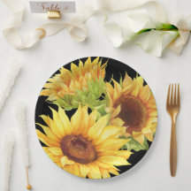 Girassol Flores De Cores Aquáticas Amarelas Papel
