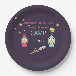 Prato De Papel Girlie Glamping Party personalizado