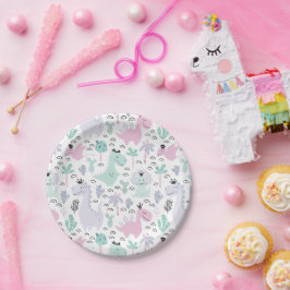 Prato De Papel Girly Dinosaur A-Roar Festa de aniversário Qualque