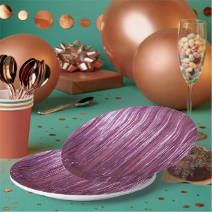 Prato De Papel Girly Purple Glam Tinsel Stripes
