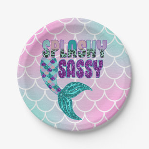 Prato De Papel Girly Splashy Sassy Pink Roxo - Púrpura - Cauda da
