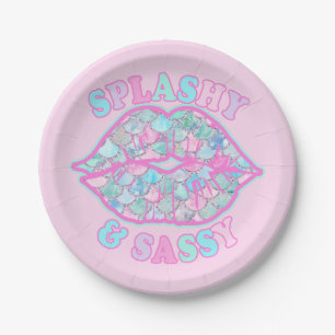 Prato De Papel Girly Splashy & Sassy Rosa Turquesa Beijo de Serei