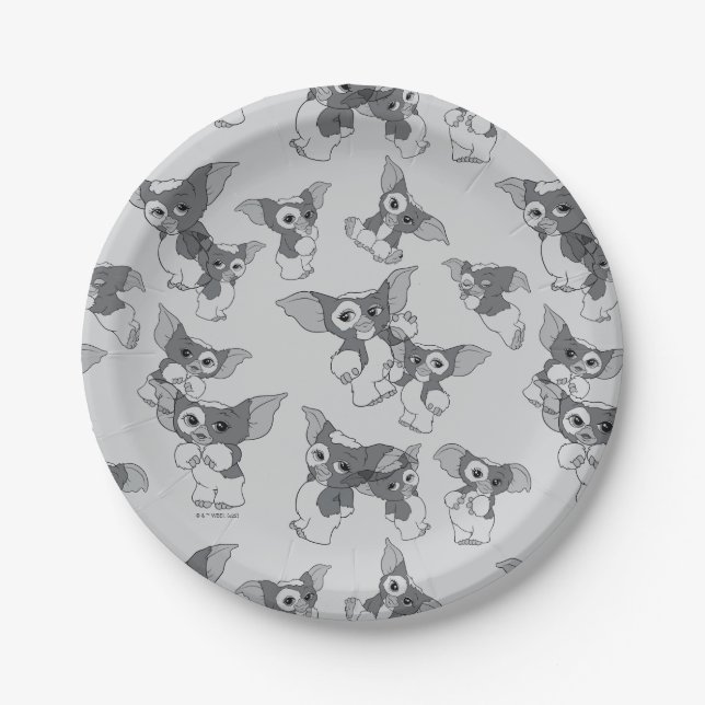 Prato De Papel Gizmo | Padrão preto e branco (Frente)