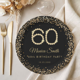 Prato De Papel Glam Gold Diamonds 60th Birthday Party Paper Plate