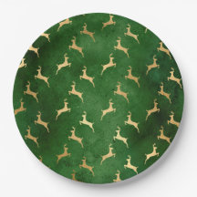 Glam Green Dourado Reindeer Christmas