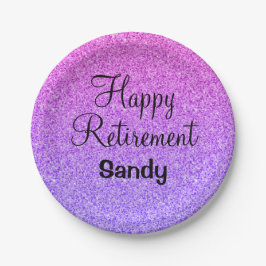 Prato De Papel Glam Happy Retirement Ombre Roxo Glitter Sparkle