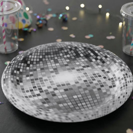 Prato De Papel Glamor do partido Silver Disco Ball