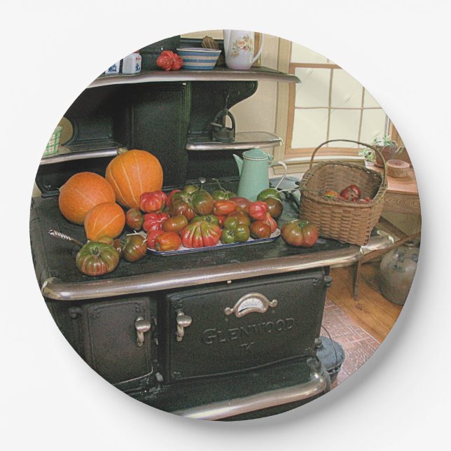 Prato De Papel Glenwood Cookstove Harvest Paper Plate (Frente)
