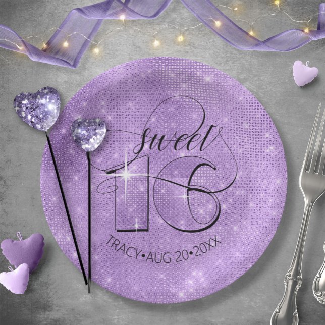 Prato De Papel Glitter e Shine Sweet 16 Violet ID675 (Criador carregado)