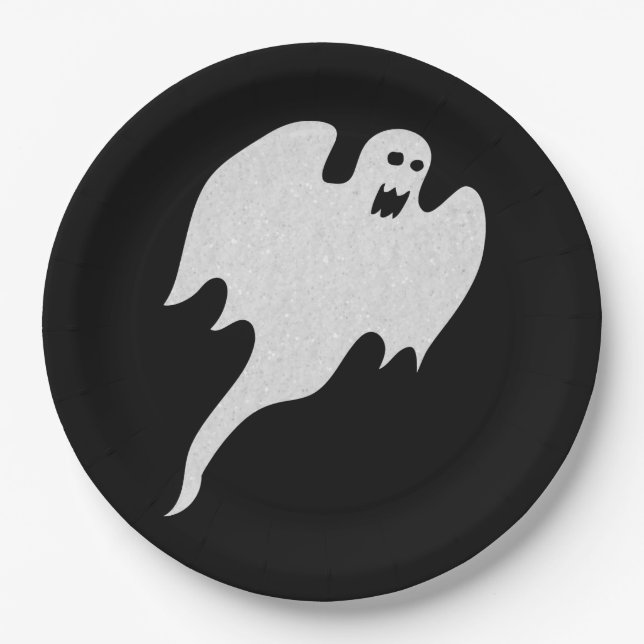 Prato De Papel Glitter Ghost Halloween (Frente)