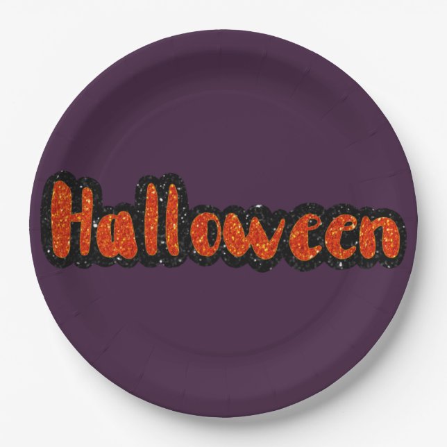 Prato De Papel Glitter Halloween (Frente)