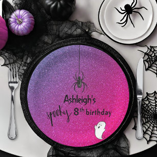 Prato De Papel Glitter Ombre Spider Glam Halloween