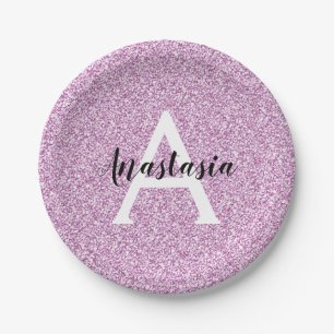Prato De Papel Glitter Roxo Glitter Glitter Gelado Grelha Nome do