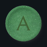 Prato De Papel Glitter Verde e Monograma Sparkle Irlandês<br><div class="desc">Green Faux Glitter e Sparkle Elegant Birthday ou Rua. Essas Festas de aniversário podem ser personalizadas para incluir seu nome inicial e próprio.</div>