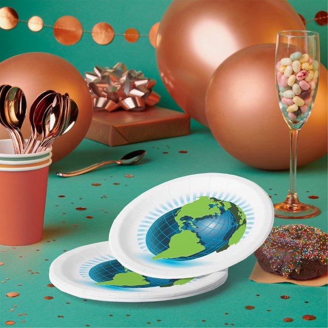 Prato De Papel Globo Verde (Criador carregado)