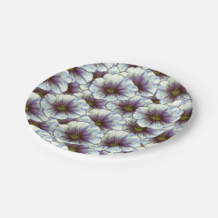 Prato De Papel Glória da Manhã Roxo e Branco