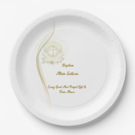 Prato De Papel Glowing angels baptism paper plates