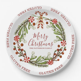 Prato De Papel Gluten Livre Merry Christmas Candy Floral