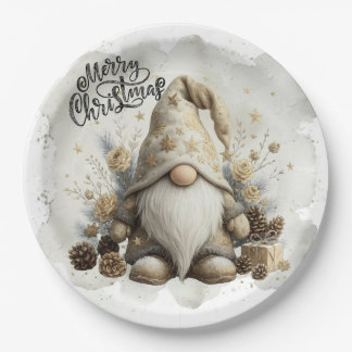 Prato De Papel Gnome Christmas Plate