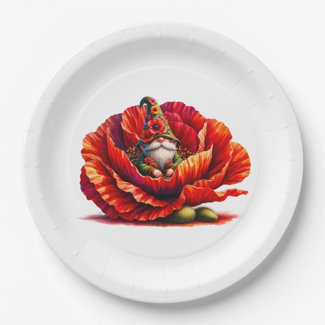 Prato De Papel Gnomo do Jardim de Aquarela Whimsic (Frente)