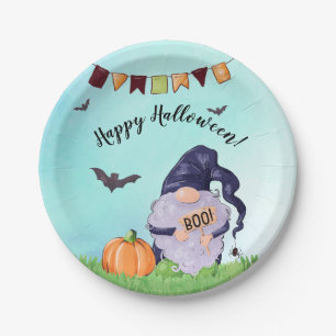 Prato De Papel Gnomo Feliz Halloween