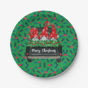 Prato De Papel Gnomo Felry Christmas Holly