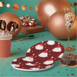 Prato De Papel Gnomos Nórdicos do Natal do Gongo Vermelho Festivo