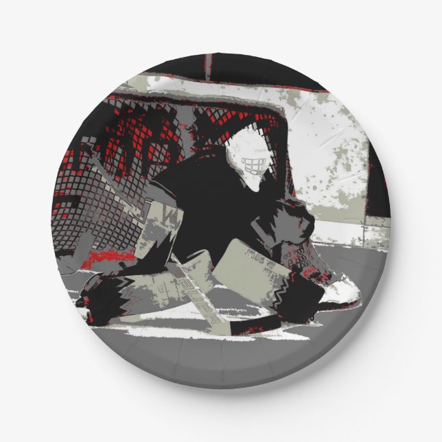 Prato De Papel Goal Stopper - Goalie De Hóquei No Gelo (Frente)