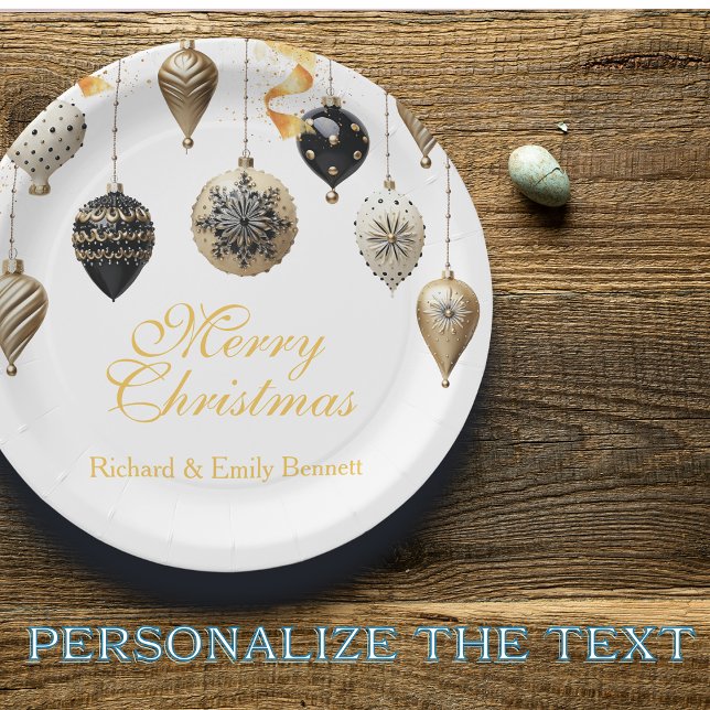 Prato De Papel Gold and Black Christmas Baubles (Criador carregado)