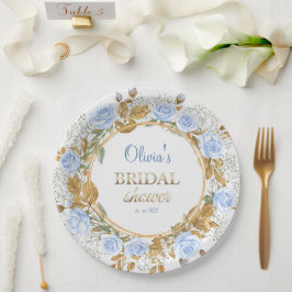 Prato De Papel Gold-Kissed Blue Rose Bridal