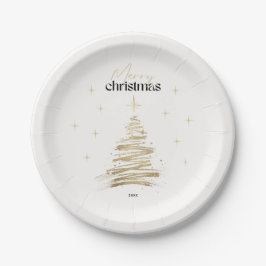 Prato De Papel Gold Minimalist Merry Christmas Holiday