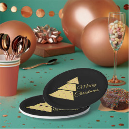 Prato De Papel Golden Christmas Tree Paper Plate