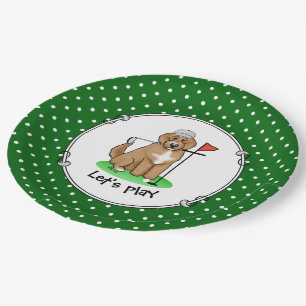 Prato De Papel Goldendoodle Dog Jogando Golfe (whmk2 vermelho)
