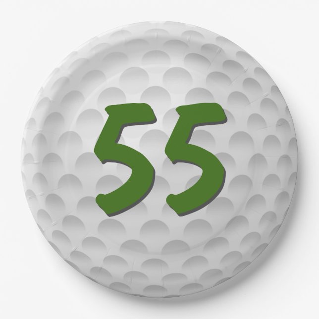 Prato De Papel Golf Ball 55th Birthday Paper Plate (Frente)