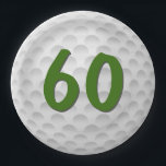 Prato De Papel Golf Ball 60th Birthday Paper Plate<br><div class="desc">Padrão da bola de golfe branca de 60 anos</div>